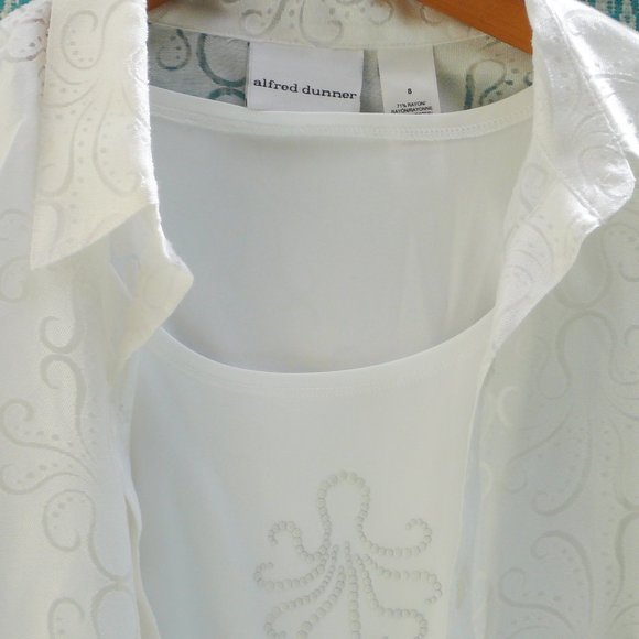 NWT 3/4 Sleeve White Blouse and Tank Top 2 piece Set size 8 Alfred Dunner - Picture 8 of 10